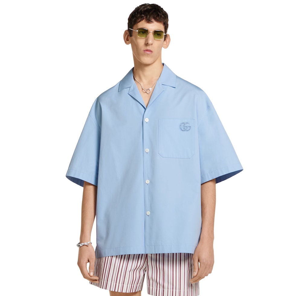 Cotton poplin shirt with embroidery