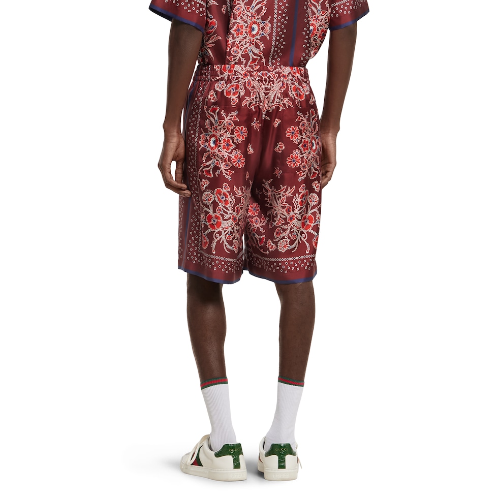 Printed silk twill shorts 