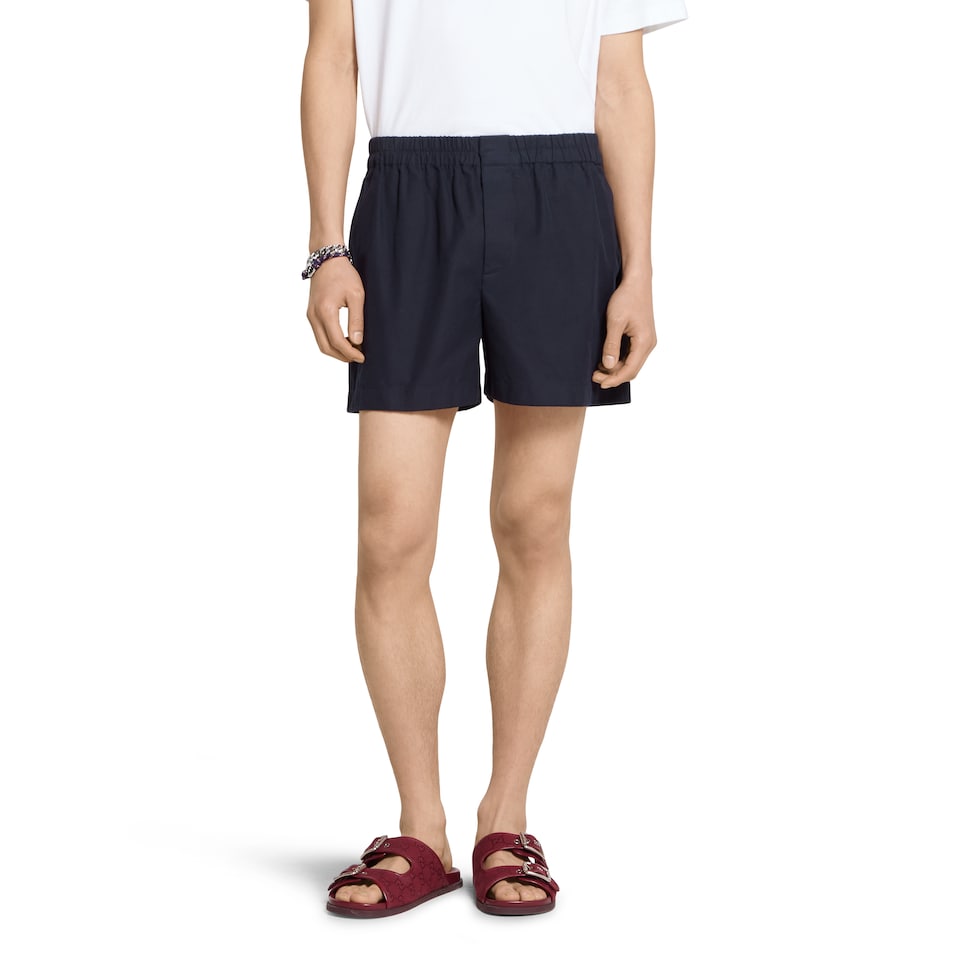 Oxford cotton shorts with embroidery