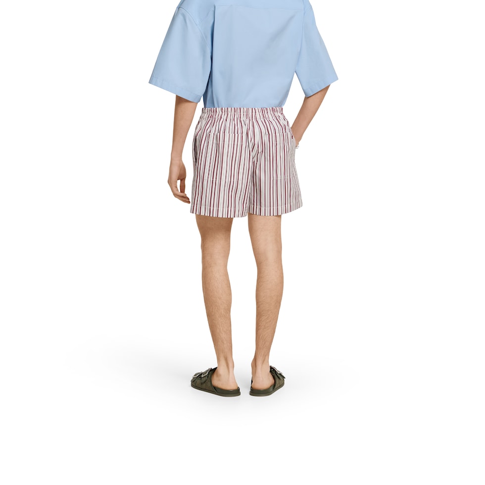 Striped cotton shorts with embroidery