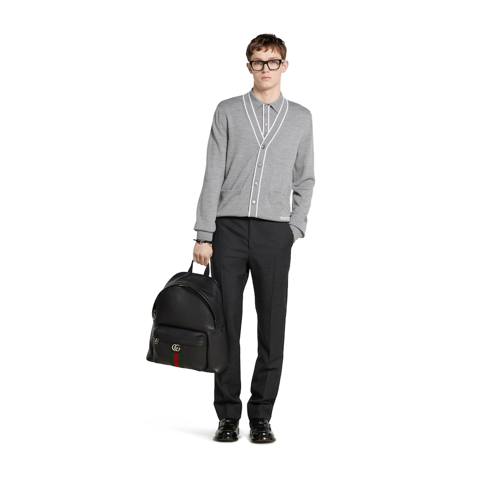 Houndstooth wool pant with embroidery