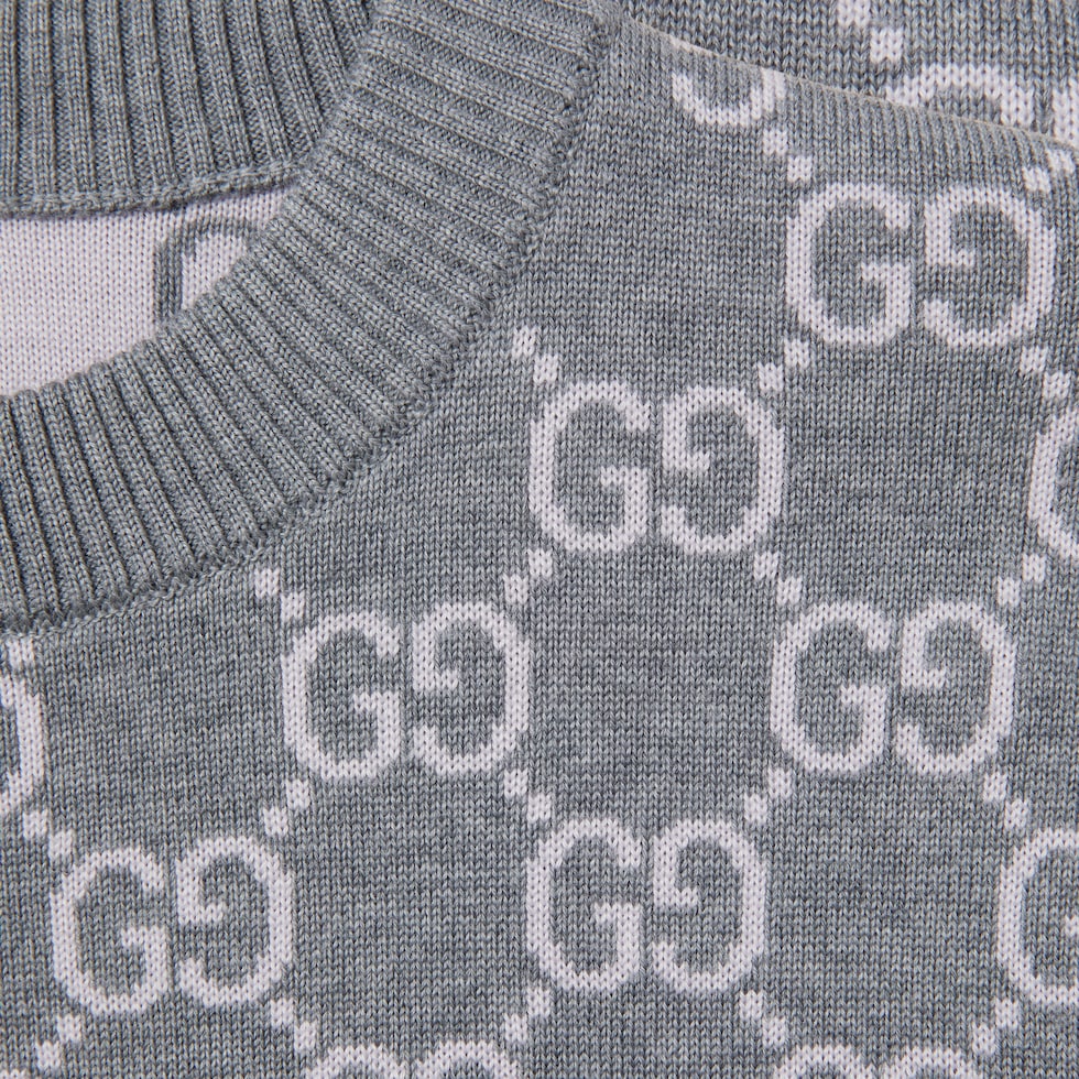 Reversible GG fine wool jacquard top