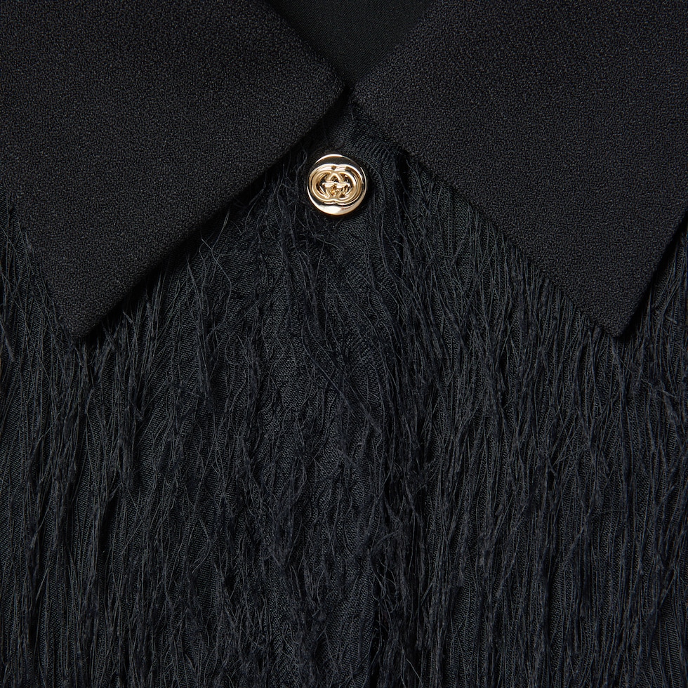 Fringed fil coupé fabric shirt