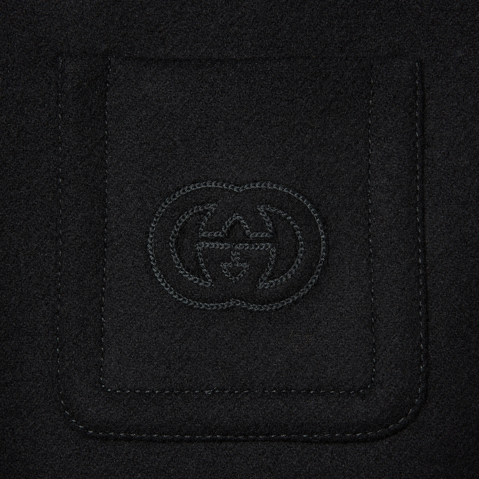 Cappotto in lana batavia con patch