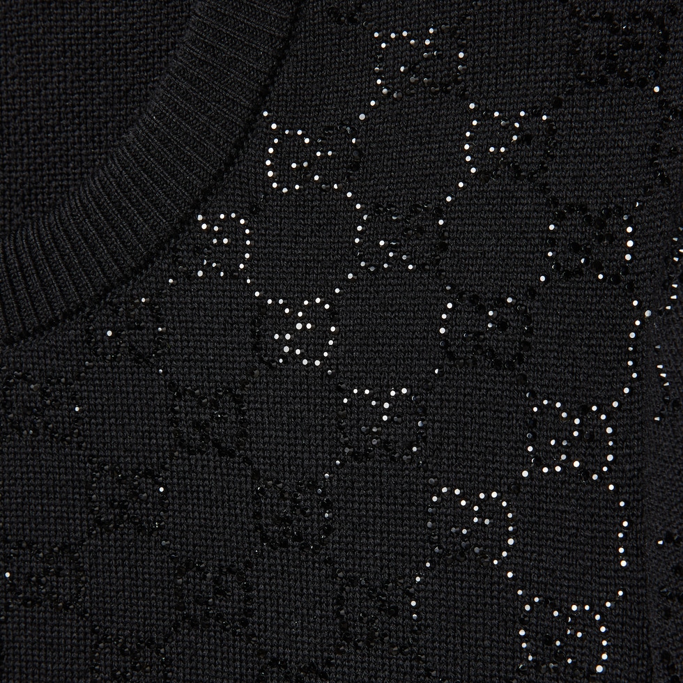 Fine wool dress with GG crystals