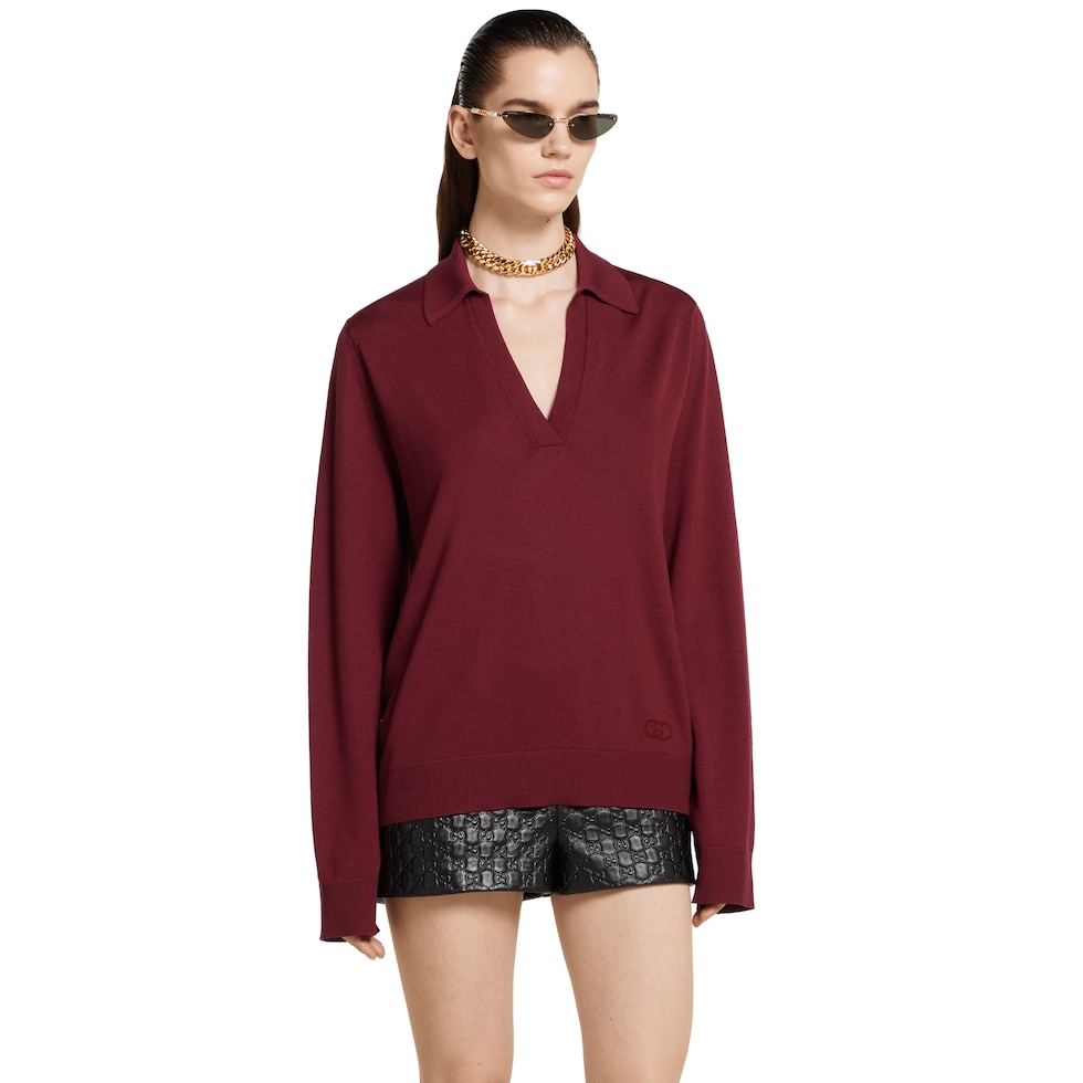 Extra fine wool polo top