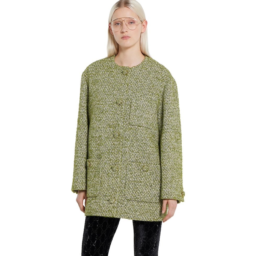 Wool cotton bouclé coat