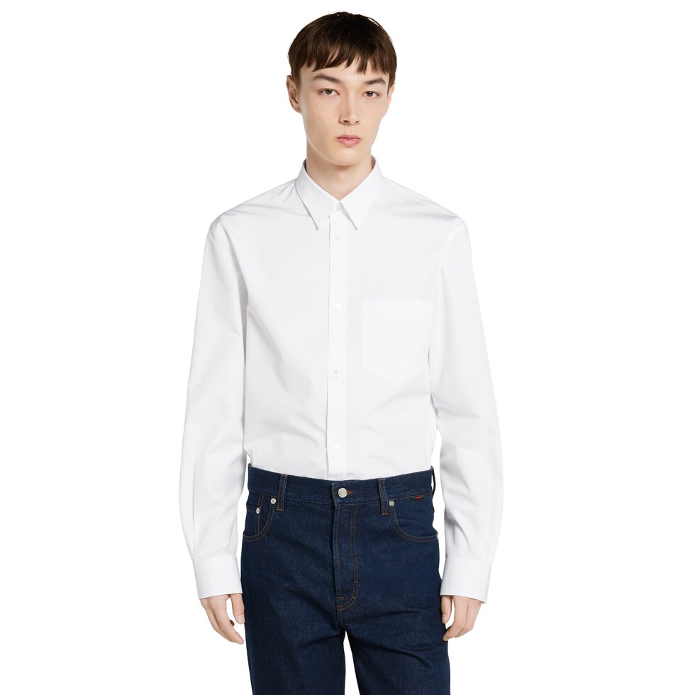 Heavy cotton poplin shirt with embroidery