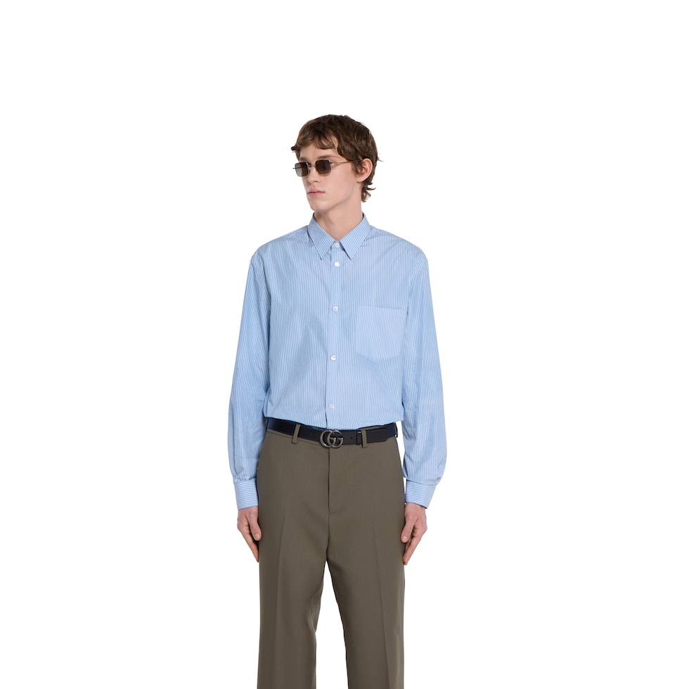 Cotton poplin shirt with logo