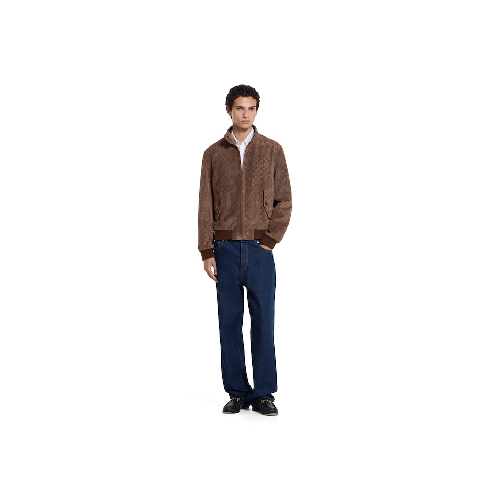 Embossed GG suede bomber jacket