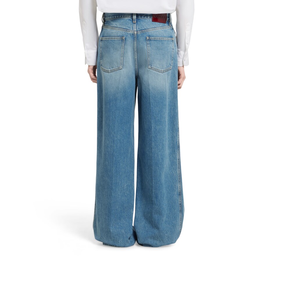 Wide leg denim pants