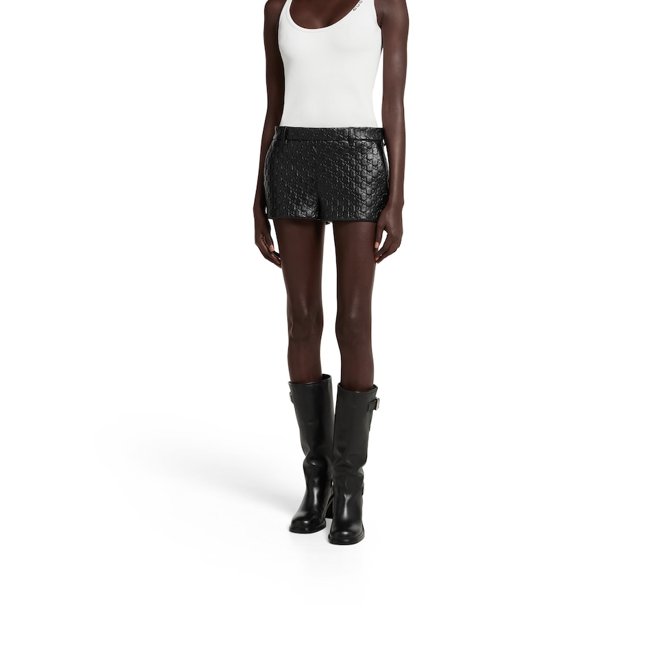 Embossed GG leather shorts