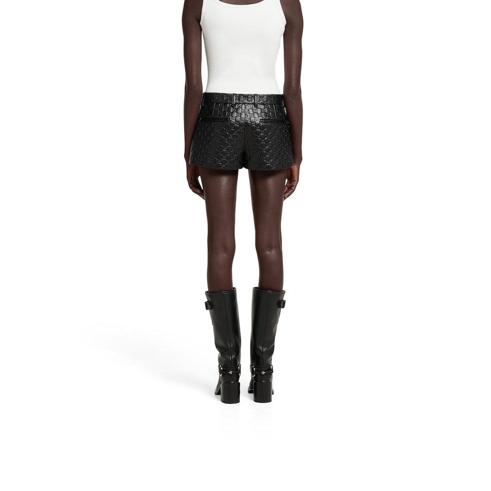 Embossed GG leather shorts