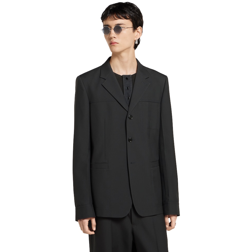 Single-breasted wool twill jacket