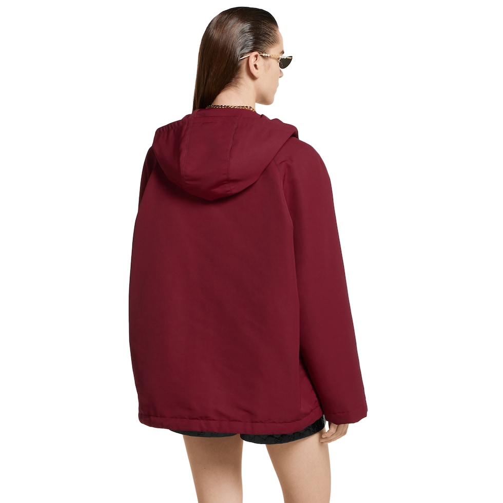 Hooded fabric jacket with logo
