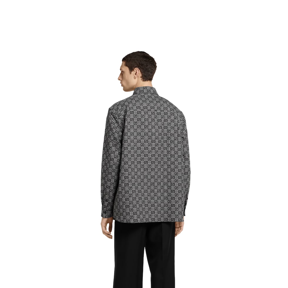 GG gingham cotton wool jacquard shirt