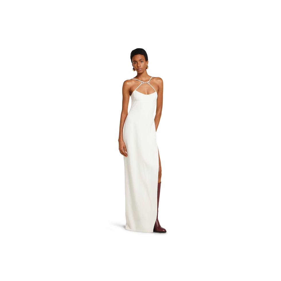 Long silk dress with crystal Horsebit