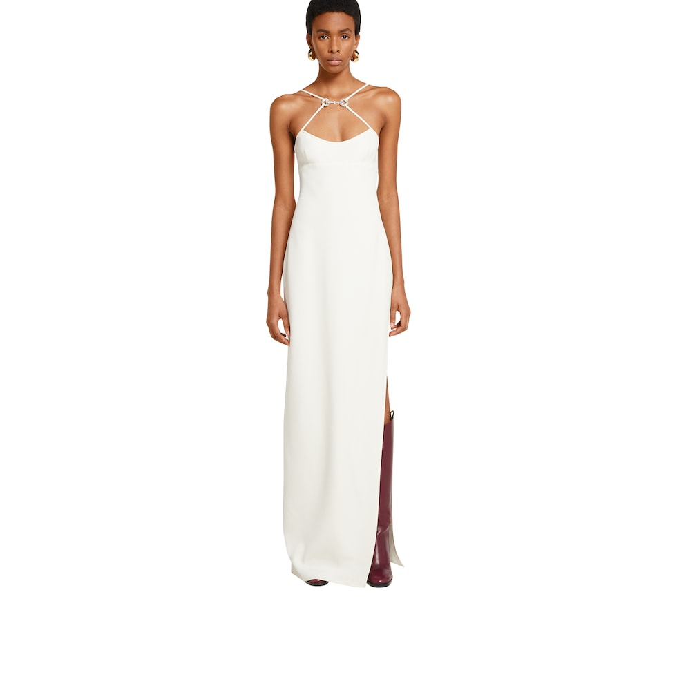 Long silk dress with crystal Horsebit