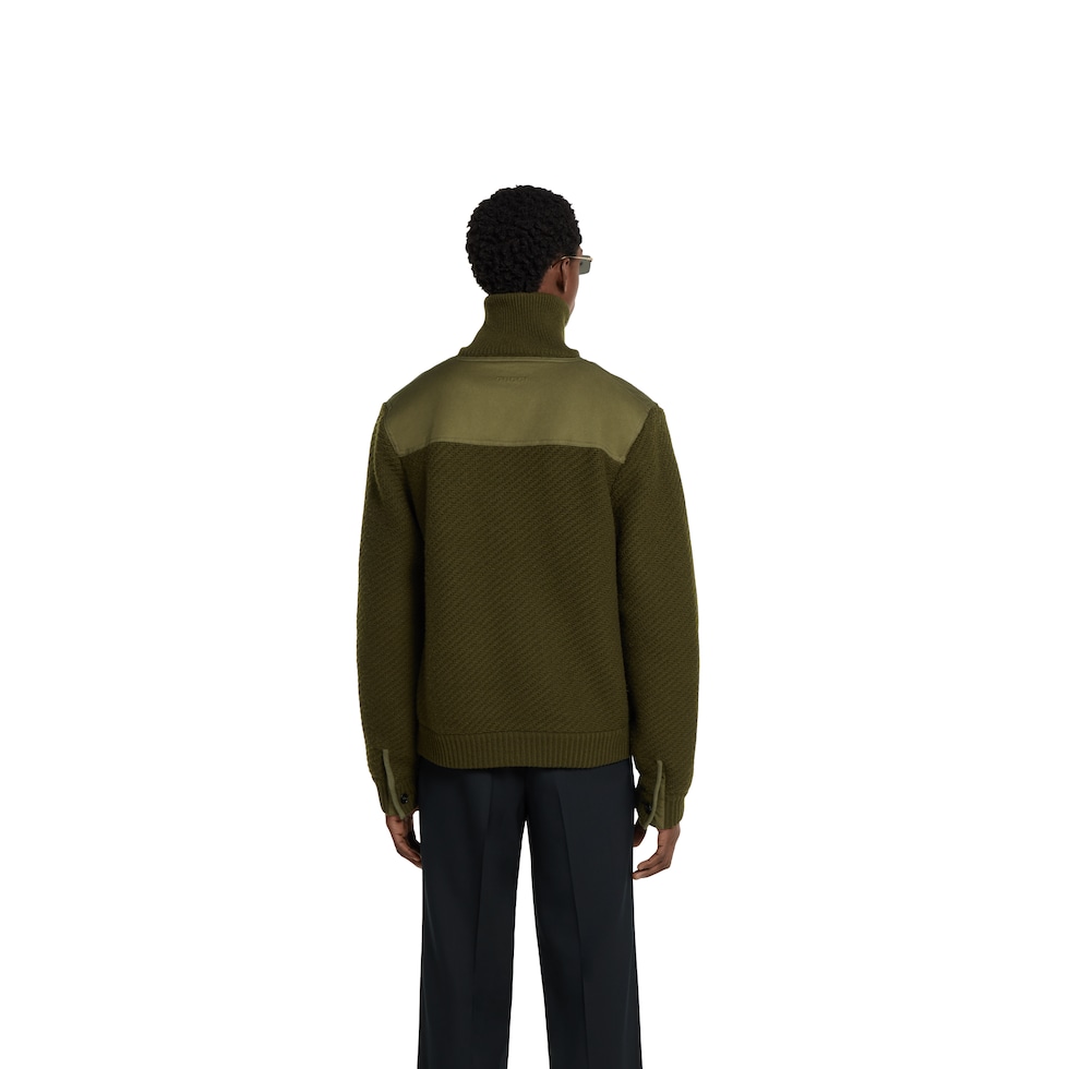 Wool knit cardigan with embroidery
