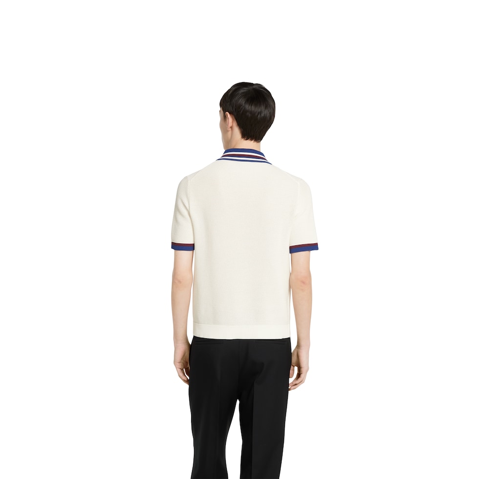 Cotton piquet polo shirt with intarsia