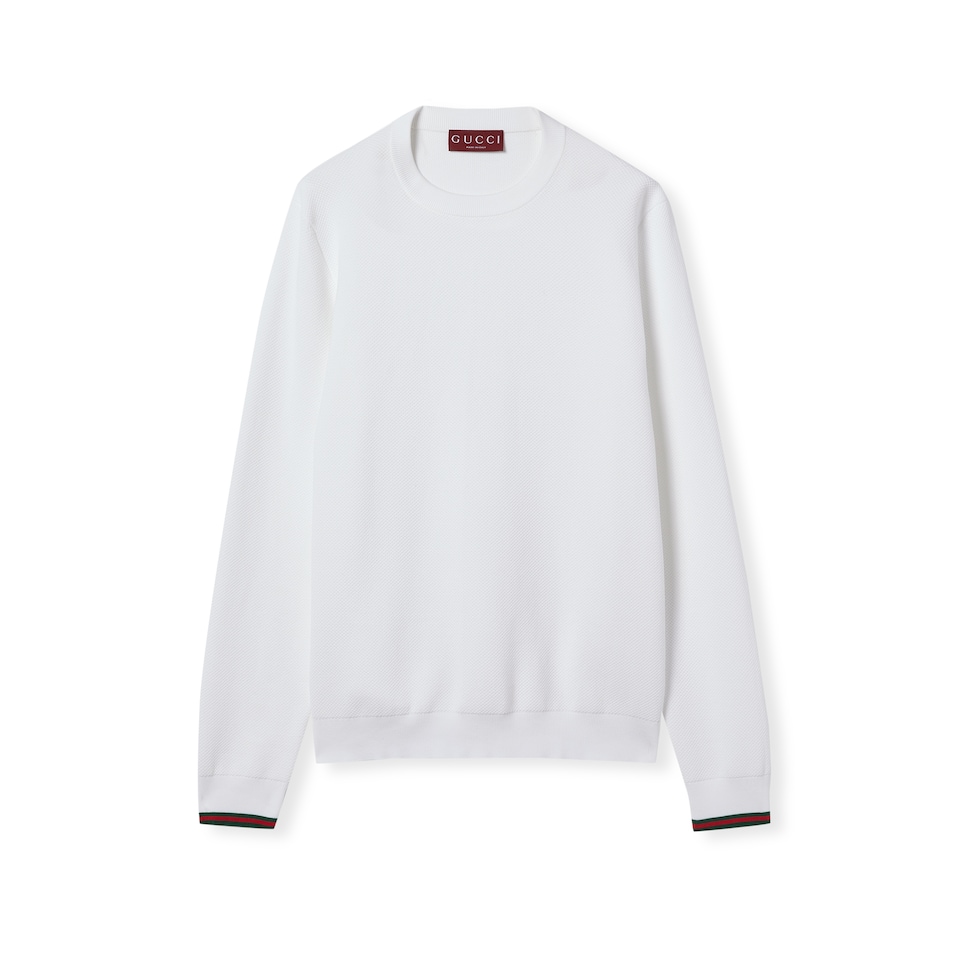 Cotton piquet sweater with Web