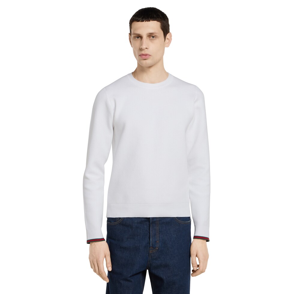 Cotton piquet sweater with Web