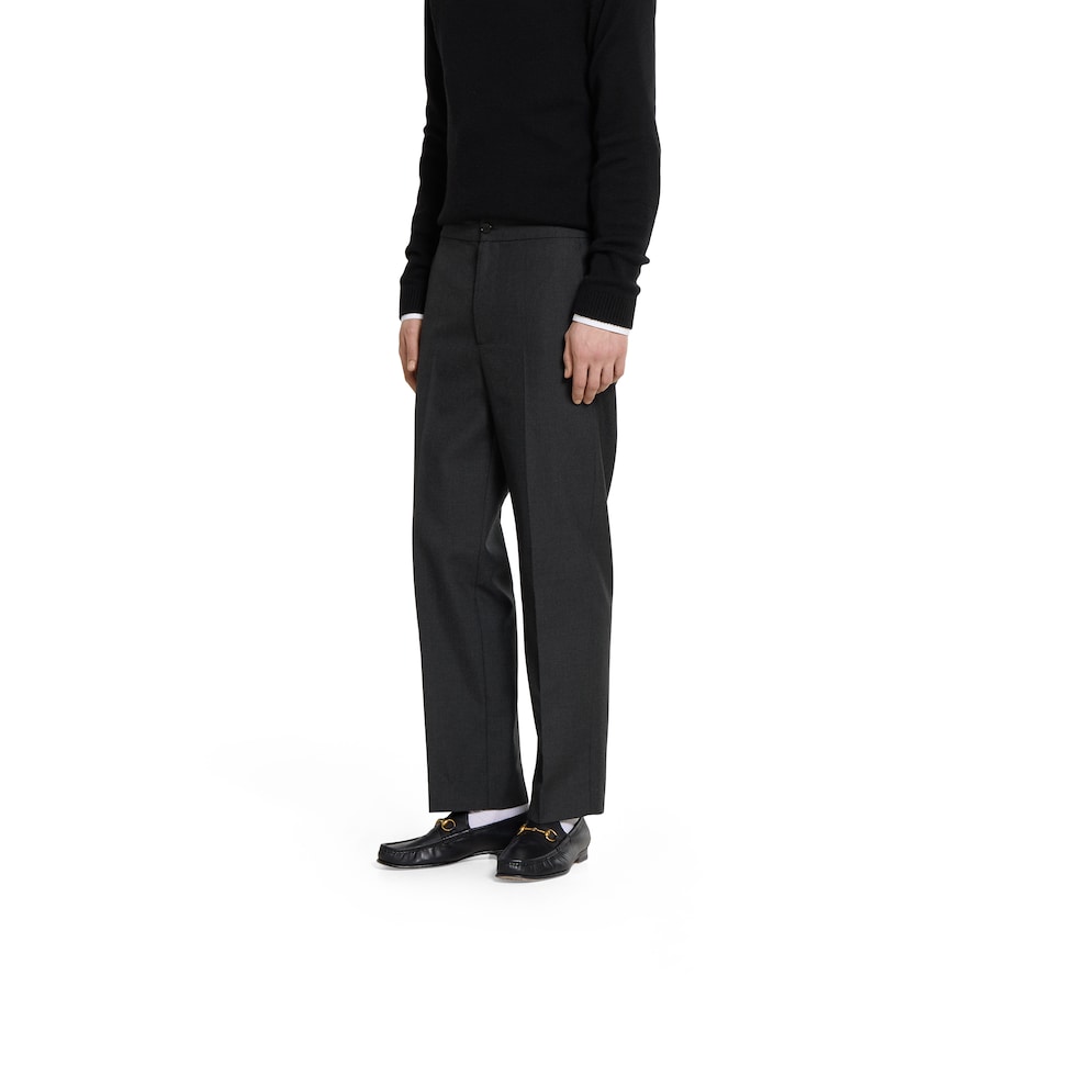 Wool blend twill pant with logo