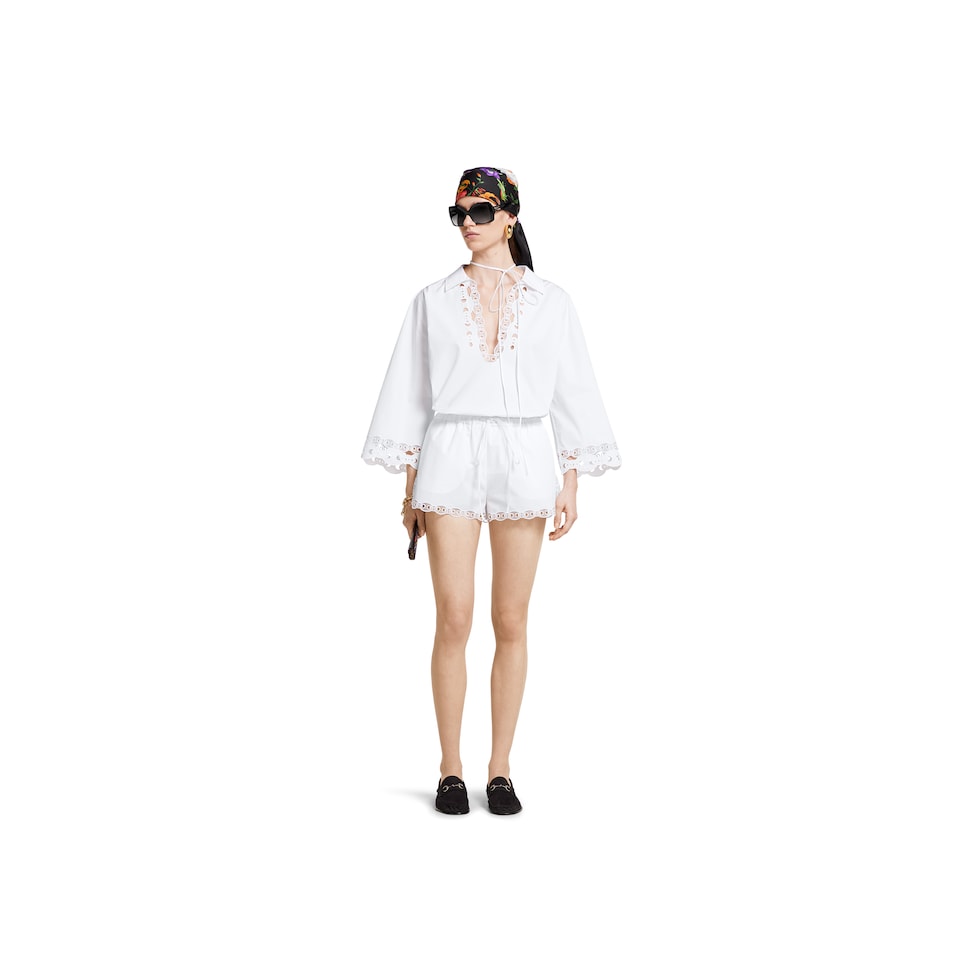 Cotton poplin shirt with embroidery