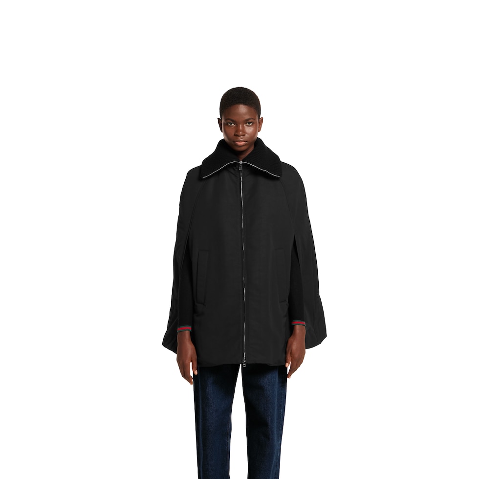 Padded cape jacket with embroidery