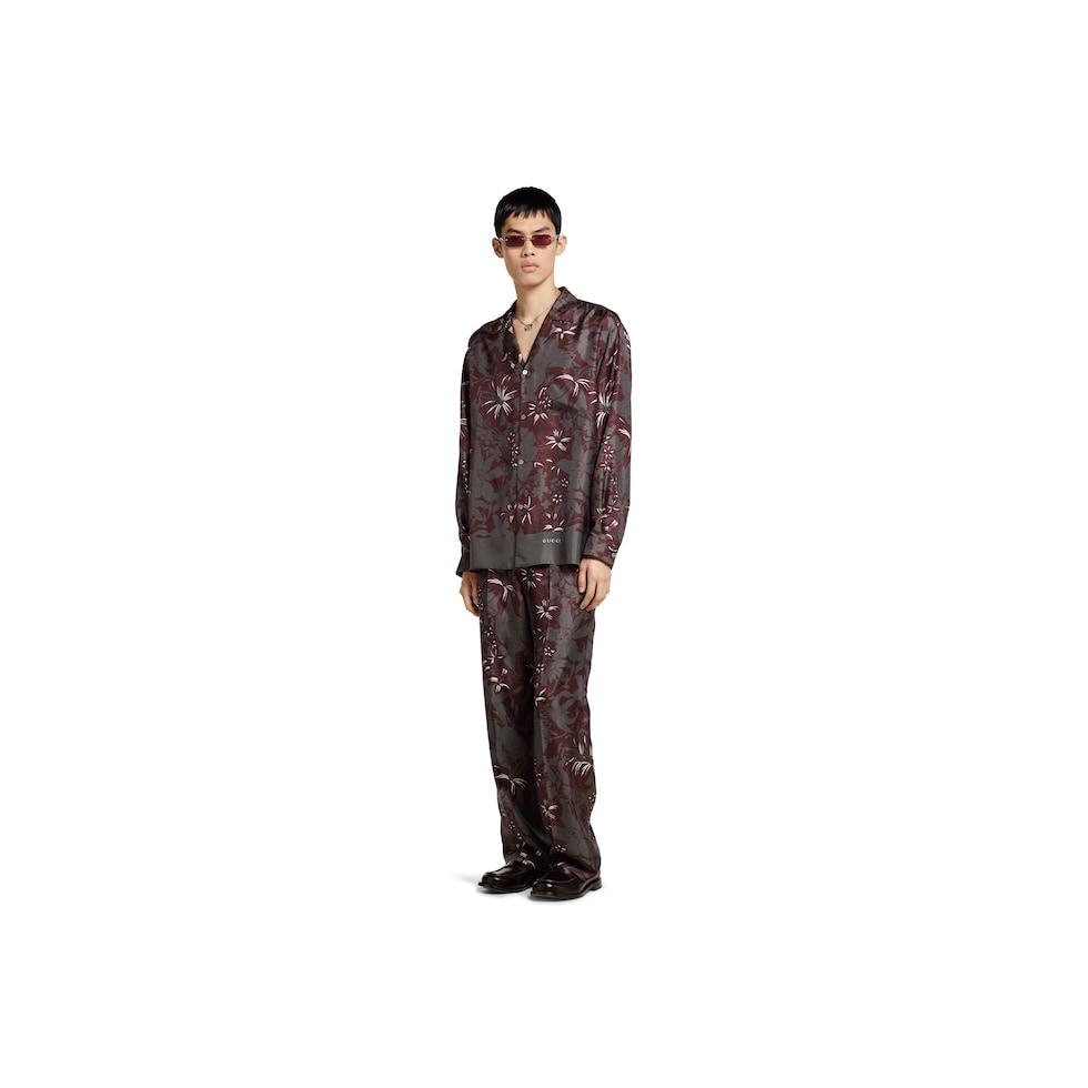 Printed silk twill shirt