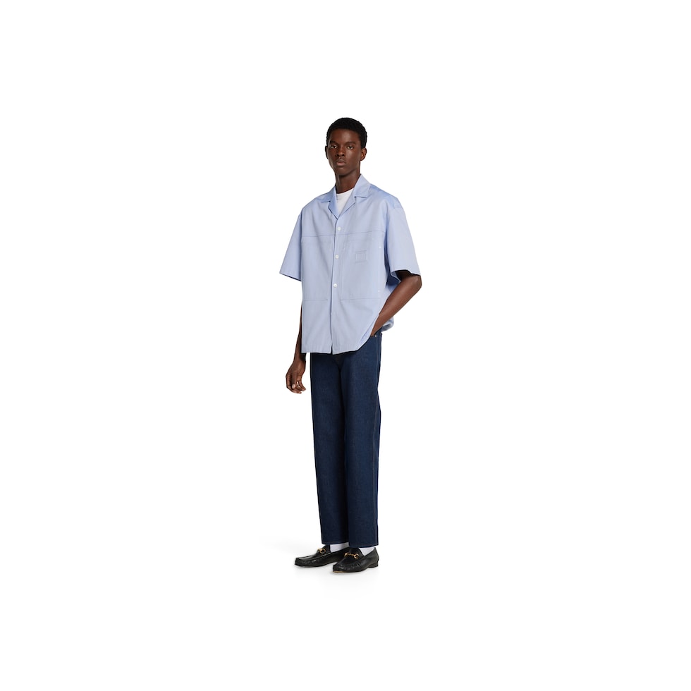 Oxford cotton shirt with embossed label