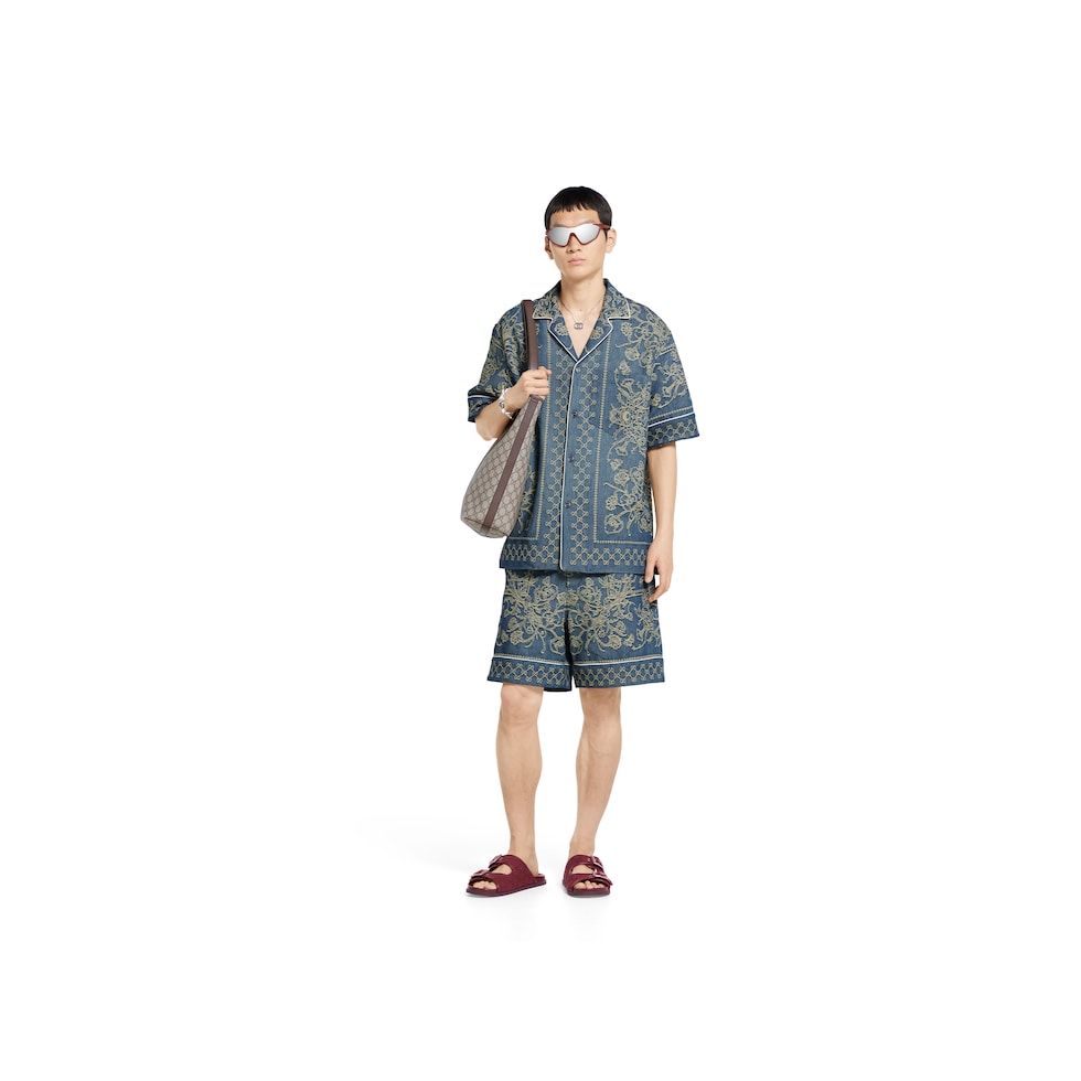 GG washed denim jacquard shirt