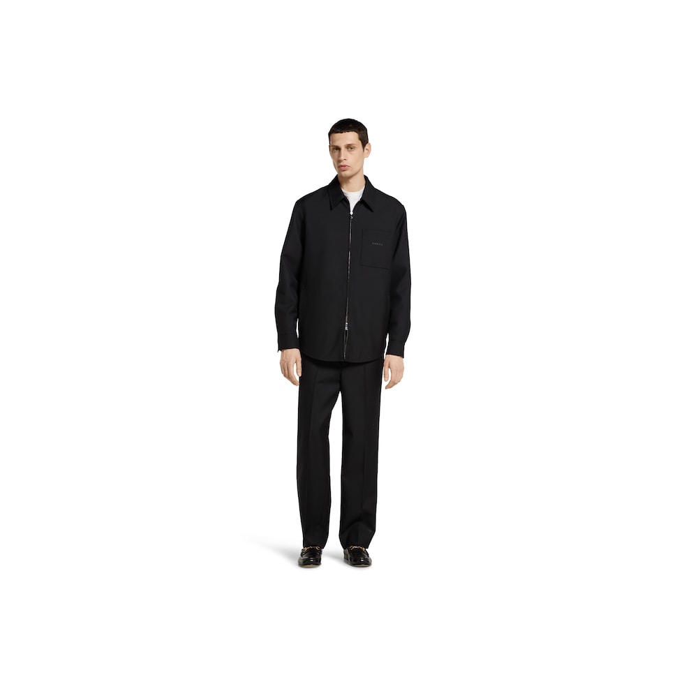 Wool twill zip overshirt