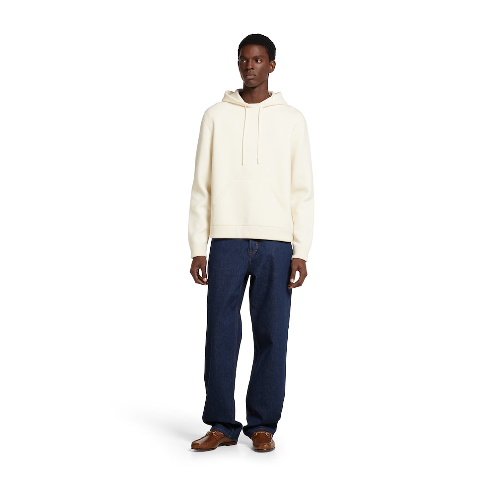 Wool cashmere piquet knit sweatshirt
