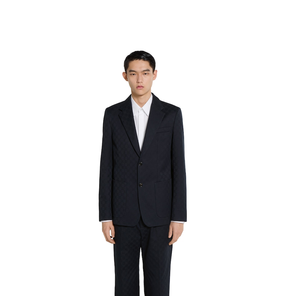 Veste en gabardine de coton à jacquard GG