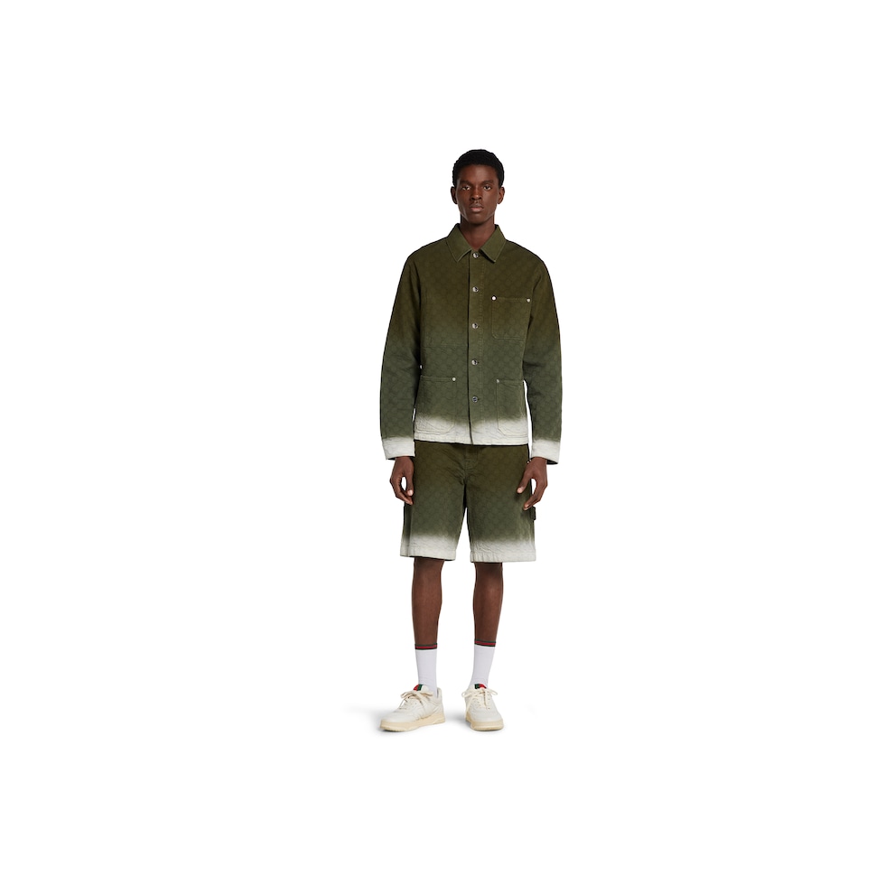 Bleached GG cotton denim jacquard shirt