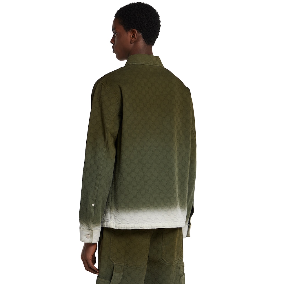 Bleached GG cotton denim jacquard shirt