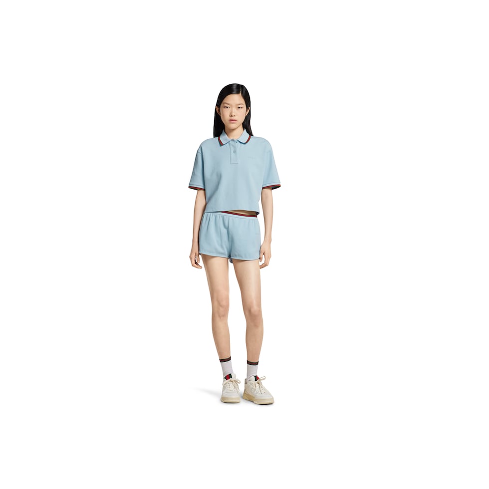Cotton piquet polo shirt with Web