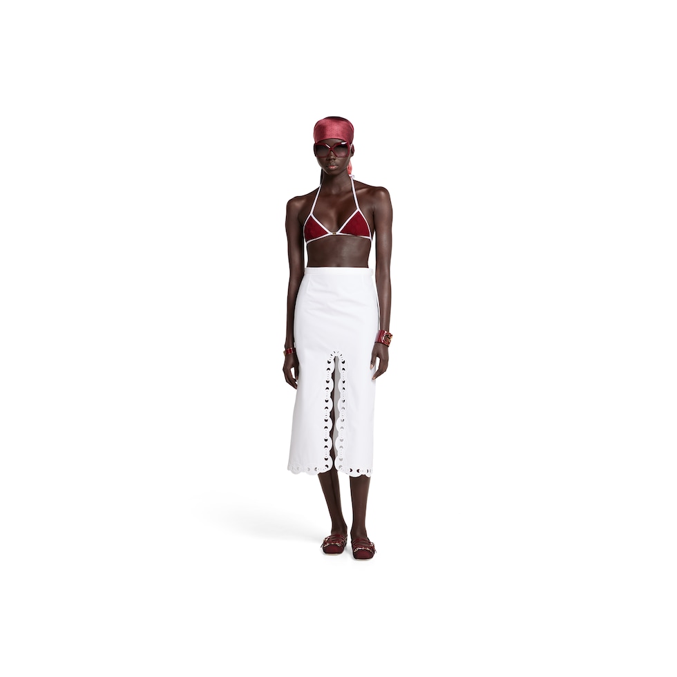 Cotton poplin skirt with embroidery