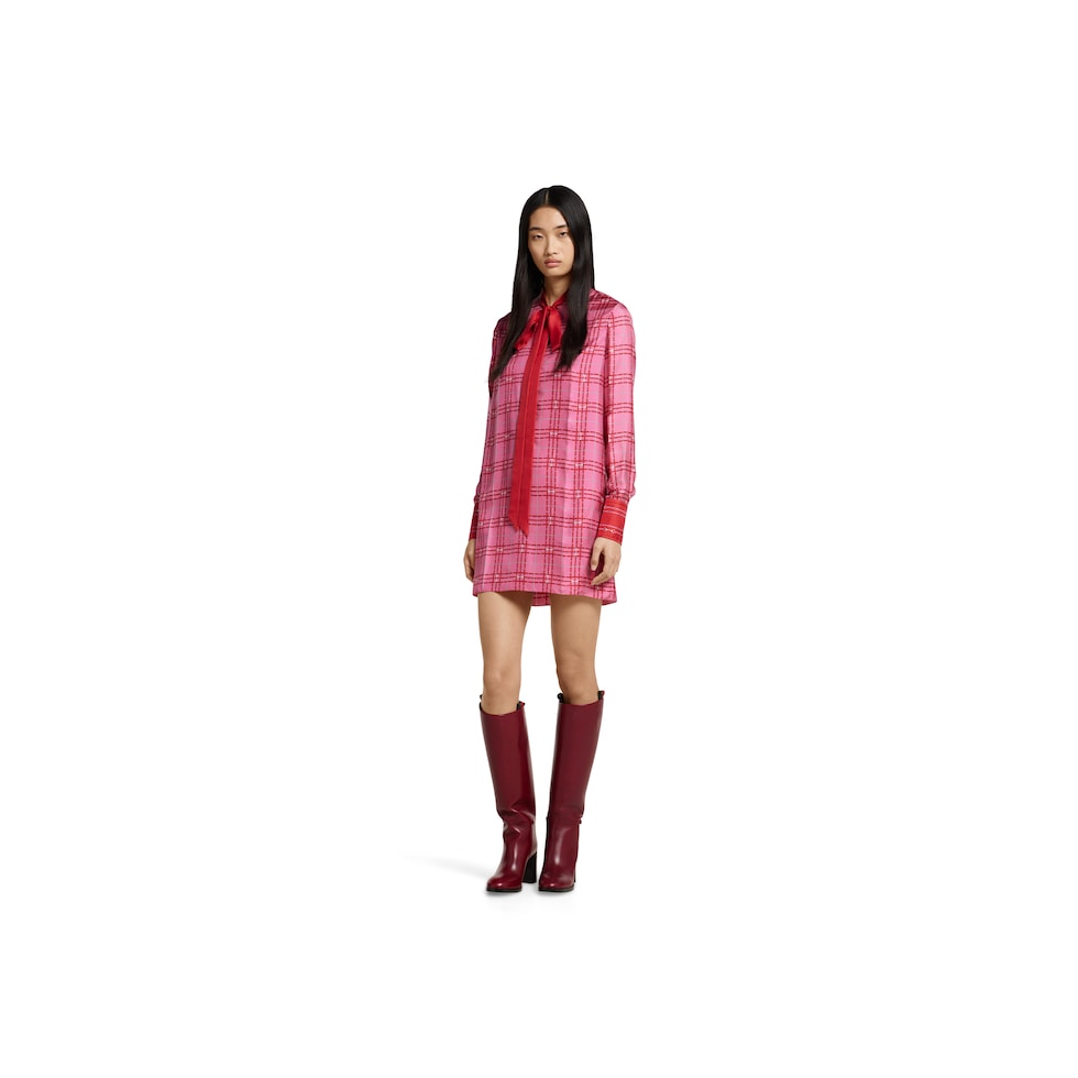 Printed silk twill dress