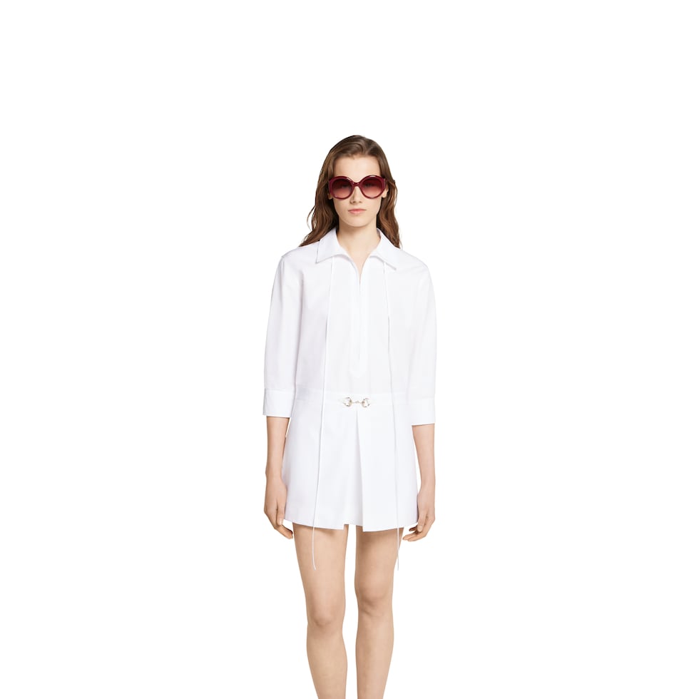 Cotton poplin shirt dress with Horsebit