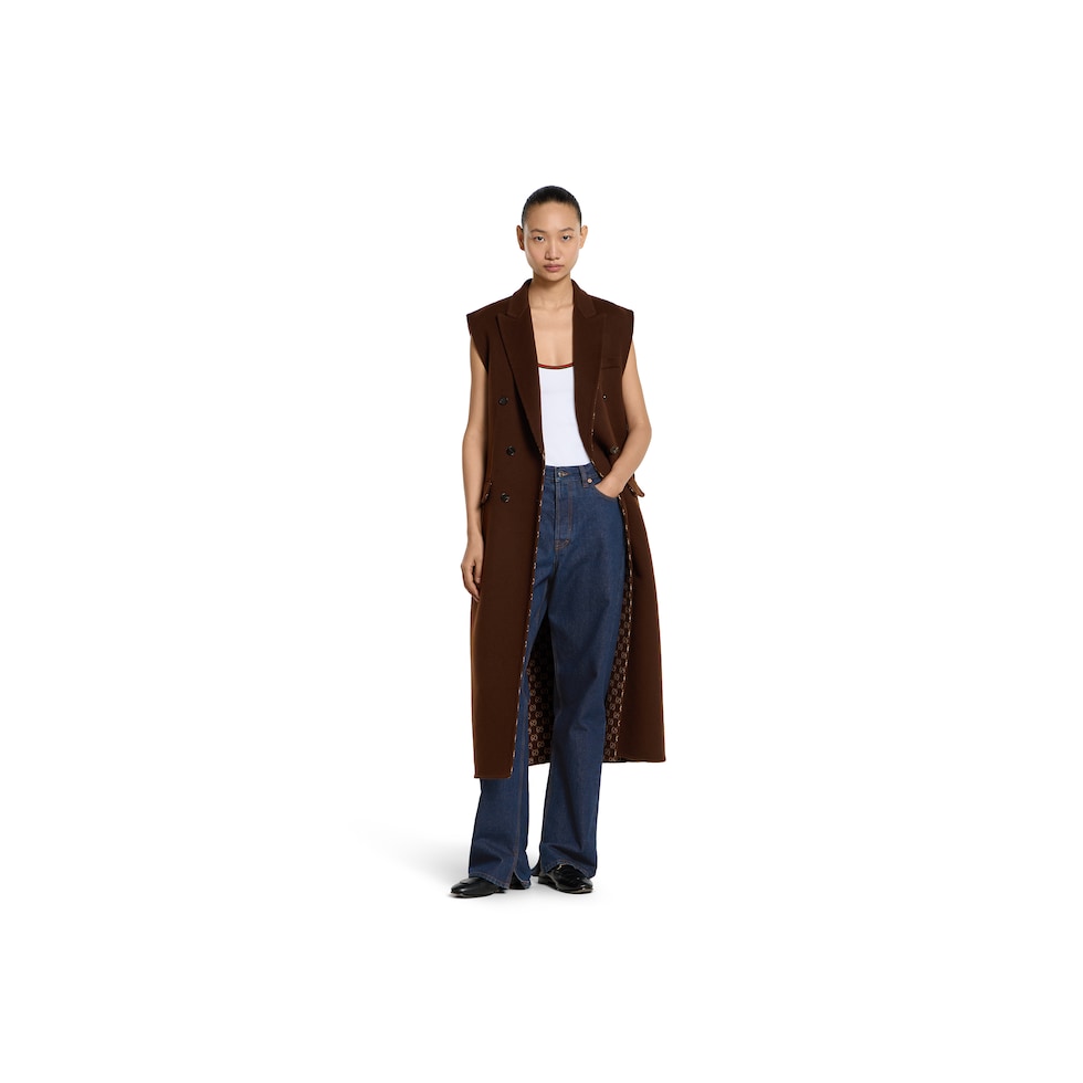 Long silk wool gilet
