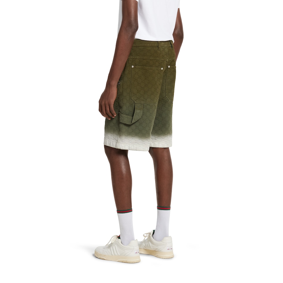 Bleached GG cotton denim jacquard shorts