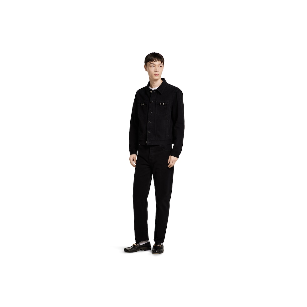 Cotton denim jacket with Horsebit