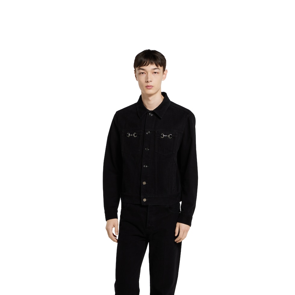 Cotton denim jacket with Horsebit