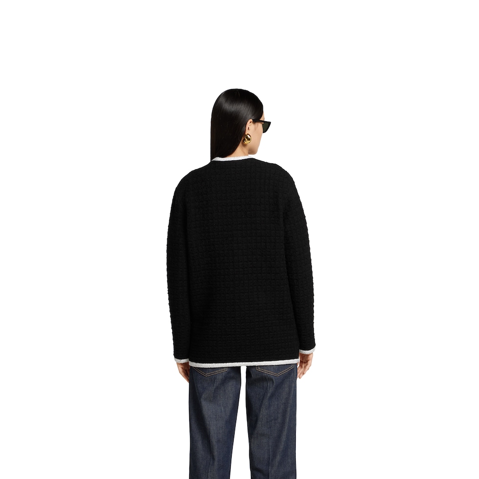 Cardigan en tweed de laine avec broderie