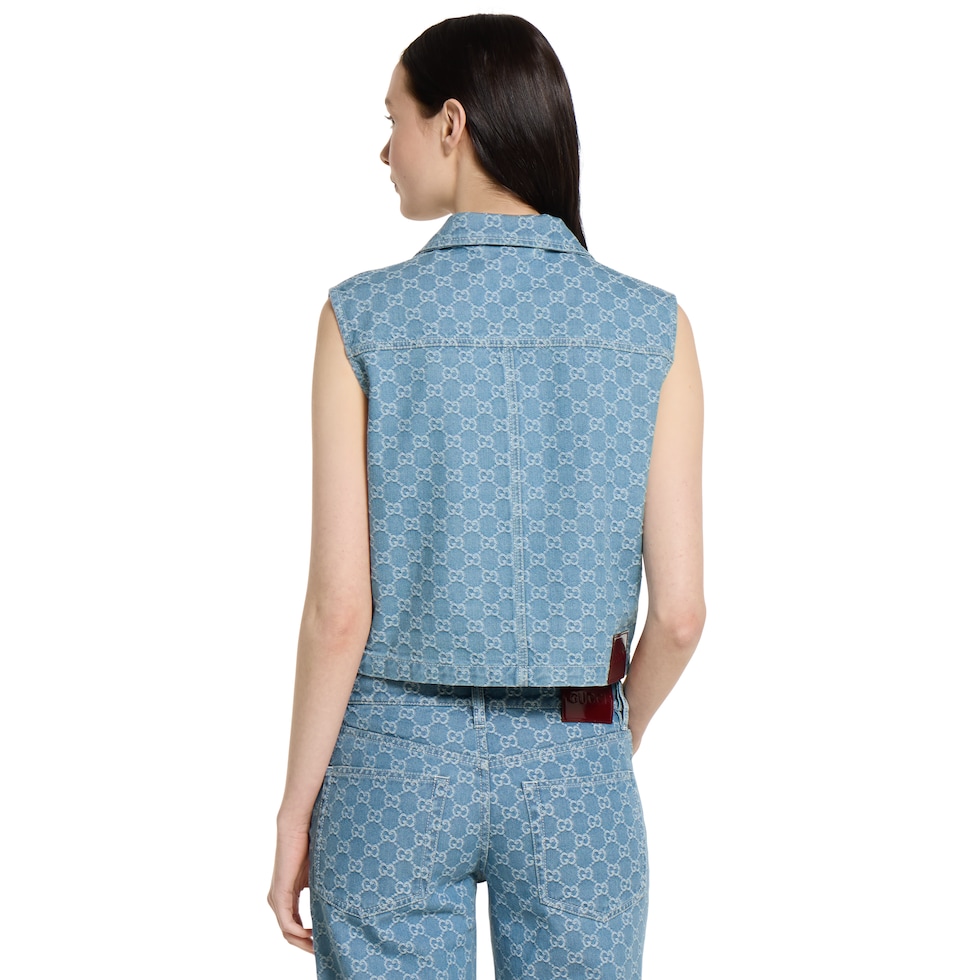 GG denim jacquard gilet