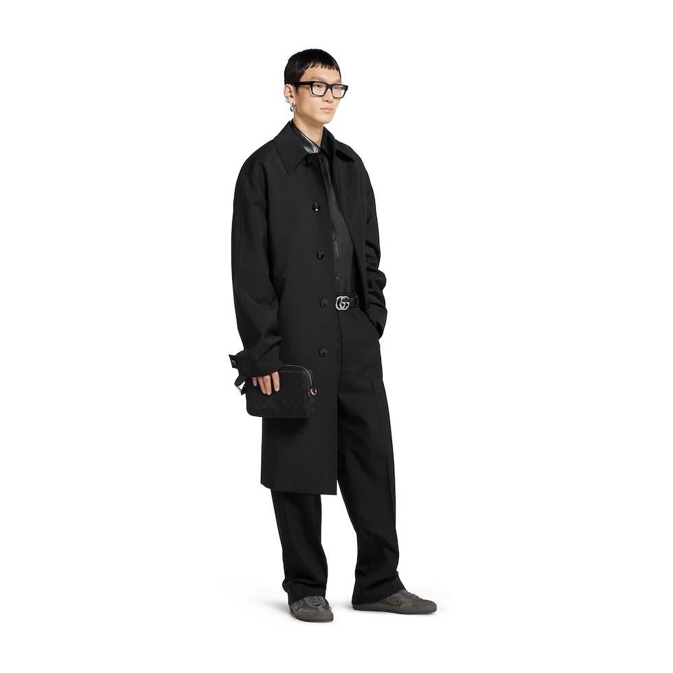 Cappotto in lana doppiata con logo