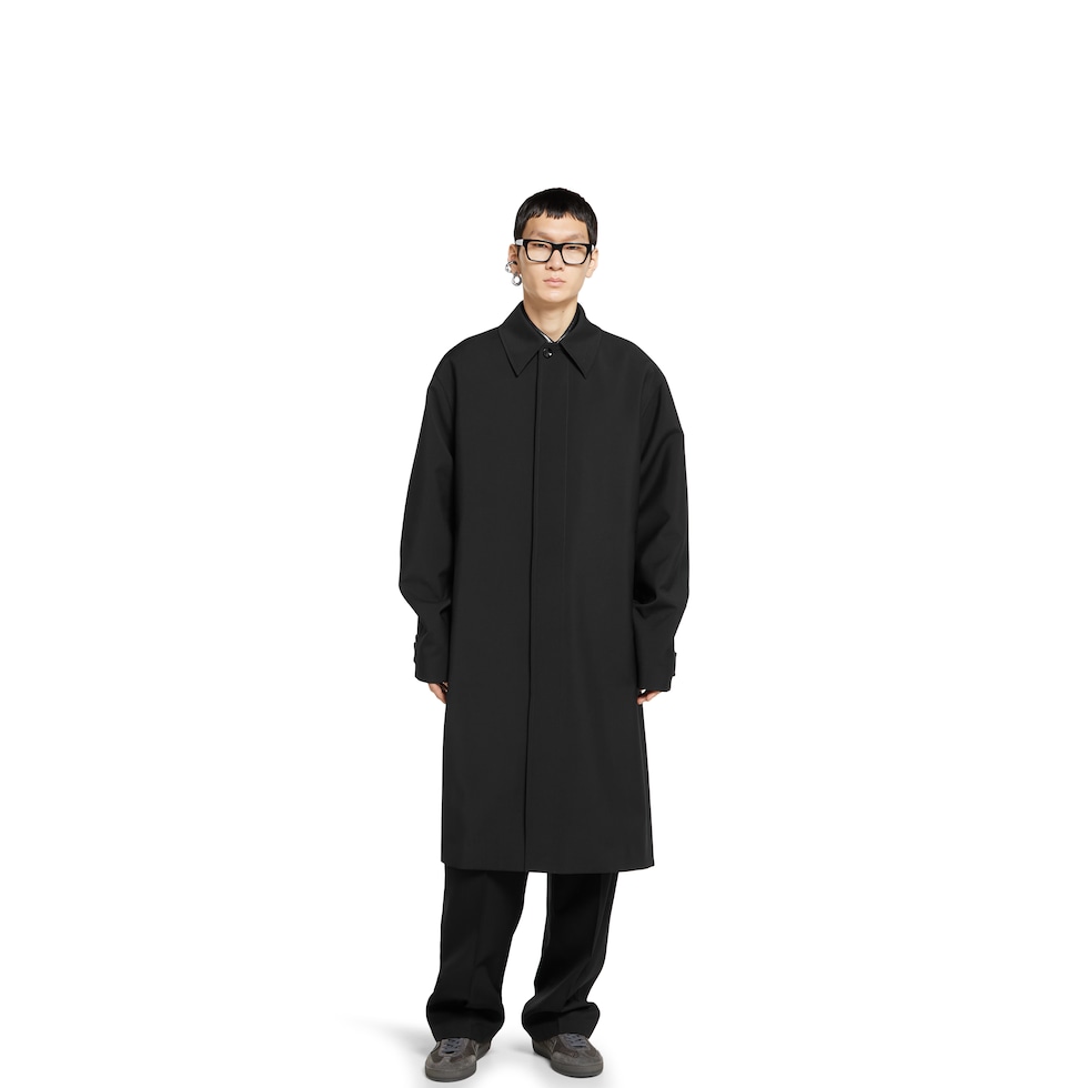 Cappotto in lana doppiata con logo