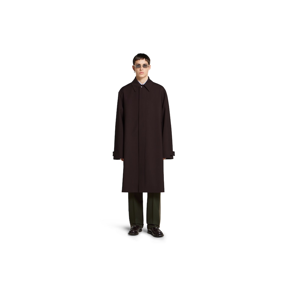 Cappotto in lana doppiata con logo